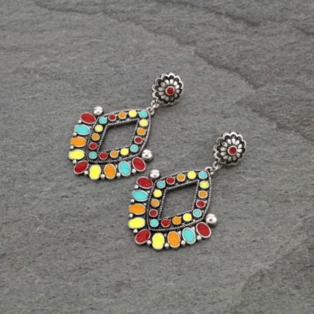 Concho Epoxy Post Earrings